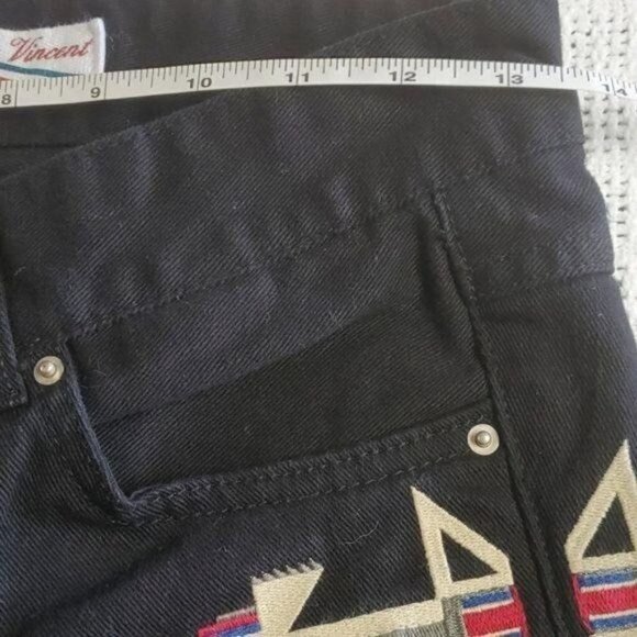 Vincent by Designerclub Jeans Aztec Embroidered Sz. 26 Black Jeans with Pockets - Picture 10 of 12
